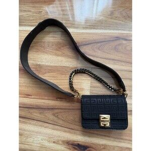 Authentic GIVENCHY 4G Small Chain Shoulder Crossbody Bag Black Leather